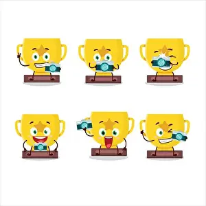 Snapshot Prints: Photographer profession emoticon with gold trophy cartoon character