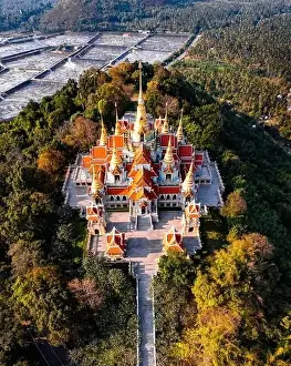 Chedi Prints: Phra Mahathat Chedi Phakdee Prakat temple in Prachuap Khiri Khan, Thailand