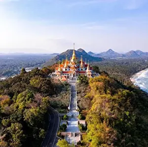 Chedi Prints: Phra Mahathat Chedi Phakdee Prakat temple in Prachuap Khiri Khan, Thailand