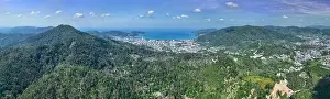 Travel Background Prints: Phuket Thailand patong bay. Panorama landscape nature view from Drone camera