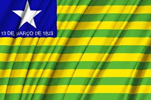 Elections Prints: Piaui waving flag illustration. Brazilian states. Perfect for background and texture usage