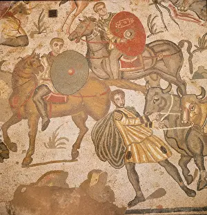 Shields Prints: Piazza Armerina Sicily 3rd to 4th century Roman mosaic in the Villa Romana del Casale