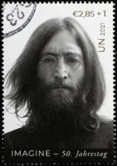 Pop Star Prints: Picture of John Lennon on postage stamp