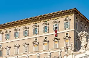 Waving Prints: A picture of Pope Francis waving from the Apostolic Palace.