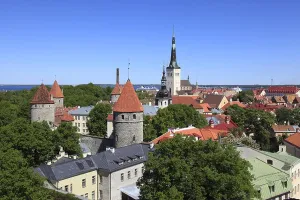 Market Square Prints: The picture shows the view from the castle mountain on the old town of Tallinn