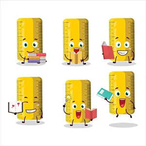 Bending Prints: A picture of yellow ruler cartoon character concept reading an amusing book