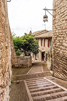 Saint Francis Prints: Picturesque alley in the historic center of Assisi
