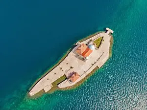 Adriatic Sea Prints: Picturesque island st. George and temple Gospa od Skrpela