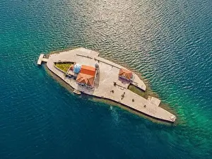 Kotor Prints: Picturesque island st. George and temple Gospa od Skrpela