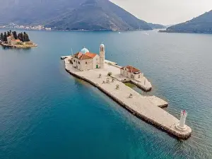 Kotor Prints: Picturesque island st. George and temple Gospa od Skrpela