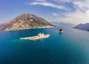 Picturesque island st. George and temple Gospa od Skrpela