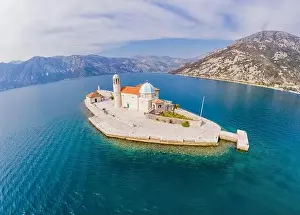 Kotor Prints: Picturesque island st. George and temple Gospa od Skrpela
