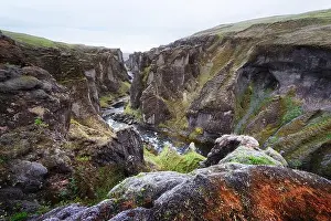 Fjadrargljufur Prints: Picturesque landscape from famous Fjadrargljufur canyon in South east of Iceland, Europe