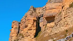 Nevsehir Prints: Picturesque landscape of mountains with green small shrubs