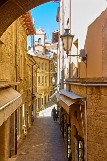 Alleyway Prints: Picturesque street in the City of San Marino, The Republic of San Marino
