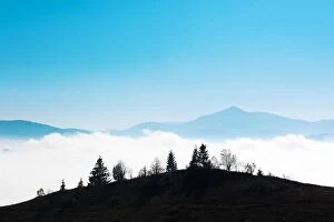 Images Dated 20th October 2017: Picturesque summer landscape in foggy day in Carpathian mountains