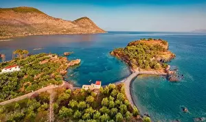 Picturesque view from flying drone of Purpose or Double beach