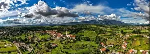 Green Valley Prints: Picturesque Vipava Valley Town with Rolling Hills and Vineyards