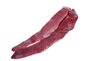 Pig spleen is very fresh on a white background