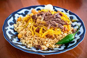 Uzbek Prints: Pilaf or palov, traditional dish from Uzbekistan