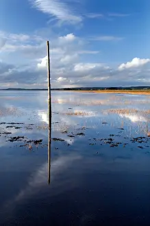 Reflecting Prints: One of the Pilgrims Way Marker Posts on Lindisfarne Causeway
