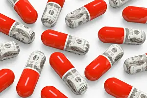 Medical Care Prints: Pills decorated with dollar bills