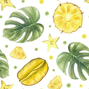 Tropical Fruit Prints: Pineapples ana carambola slices