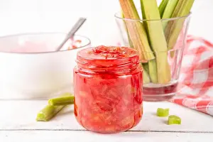 Thanksgiving Prints: Pink and green rhubarb sweet jam