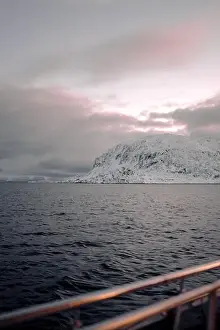 Brim Prints: Pink sky over the Lyngen Alps in northern Norway, shot from the arctic ocean