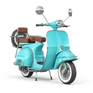 Italian Culture Prints: Pink vintage scooter isolated on white. 3d illustration