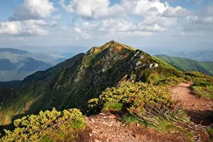 Top of Pip Ivan mountain in Maramures, Ukrainian Carpathians, on the border with Romania on summer time. Landscape photography