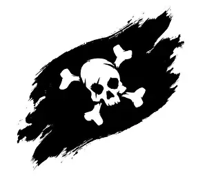 Jolly Prints: Pirate flag grunge vector illustration skull and bones