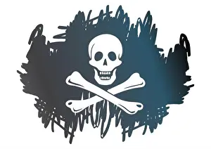 Treasures Prints: Pirate flag with skull and crossbones