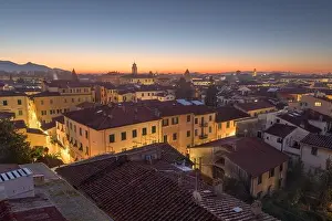 Pisa Prints: Pisa, Tuscany, Italy town skyline rooftop view at dawn