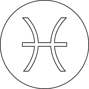 Astrological Prints: Pisces symbol zodiac icon black color in round circle outline vector I