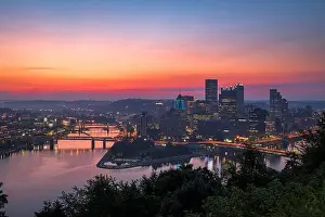 Mid Atlantic Prints: Pittsburgh, Pennsylvania, USA city skyline on the three rivers at dawn