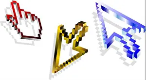 Cursor Prints: Pixel arrow 3D cursors. Computer mouse