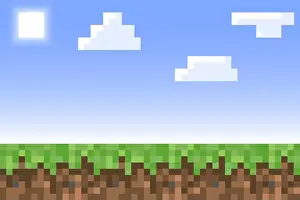 Sun Cloud Prints: Pixel minecraft style land background