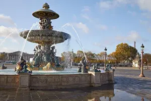 Urban Art Prints: Place de la Concorde fountain in a sunny autumn day in Paris, France