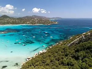 Tropical Paradise Prints: Plage de Santa Giulia beach and coastline Corsica France aerial perspective