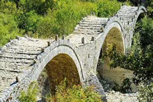 Mountain River Prints: Plakidas arched stone bridge of Zagori region in Northern Greece