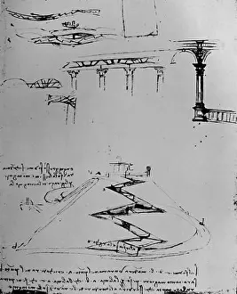 Leonardo Da Vinci Prints: Plan of Canal Ascending Hill By Means of Locks, 1928. Artist: Leonardo da Vinci