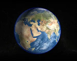 Equator Prints: The planet earth as seen from space in a high resolution photorealistic rendered image