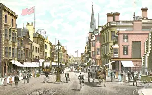 Activities Prints: Planoform scene of High Street, Southampton from a souvenir album circa 1895