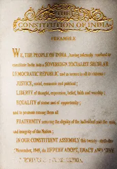 Constitution Prints: Plaque with the Constitution of India outside the university library in Mumbai