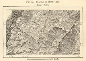 Virtue Prints: Plateau of Mount Abu. Rajasthan. India. Sketch map 1885 old antique chart