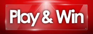 Promotion Prints: Play & Win word in transparent glass shapes