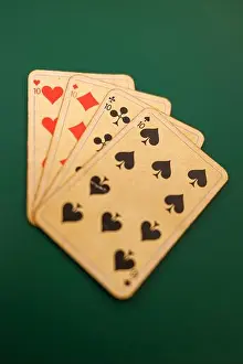 Chance Prints: Playing cards on a green background