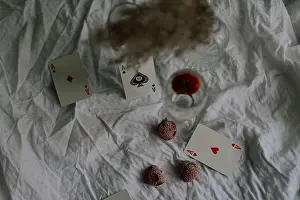 Gambling Prints: playing cards on white table fine art flatlay. High quality photo
