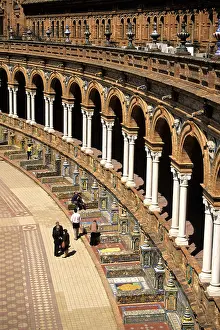 Europaeisch Prints: Plaza Espana, building with an arcade